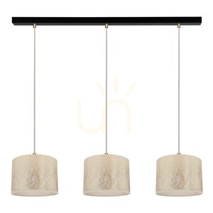 Ora Pendelleuchte, 3xE27, Max. 40 W, schwarzes Metall/transparentes PVC-Kabel/goldener Lampenschirm, 100 cm small 0