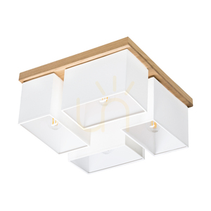 Paloma Deckenleuchte, 4xE27, Max. 25 W, geölte Eiche/Weiß, 45 cm Lampenschirm small 4