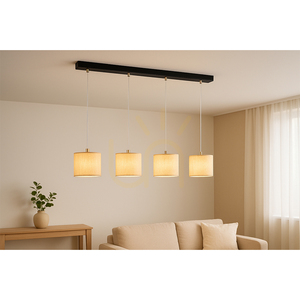 Ora Pendelleuchte, 4xE27, Max. 25 W, schwarzes Metall/transparentes PVC-Kabel/goldener Lampenschirm, 75 cm small 2