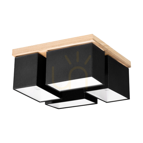 Prüfen Paloma Deckenleuchte, 4xE27, Max. 25 W, geölte Eiche/Schwarz, 45 cm Lampenschirm