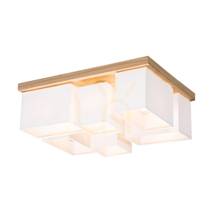 Deckenleuchte „Paloma“, 6xE27, Max. 25 W, geölte Eiche/Weiß, 55 cm Lampenschirm small 1