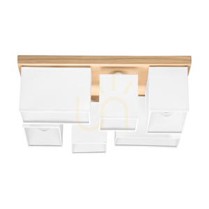 Deckenleuchte „Paloma“, 6xE27, Max. 25 W, geölte Eiche/Weiß, 55 cm Lampenschirm small 4
