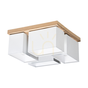 Paloma Deckenleuchte, 4xE27, Max. 25 W, geölte Eiche/Grau, 45 cm Lampenschirm small 0