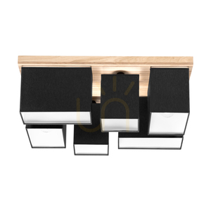 Deckenleuchte „Paloma“, 6xE27, Max. 25 W, geölte Eiche/Schwarz, 55 cm Lampenschirm small 2