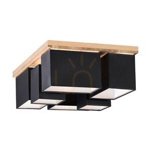 Deckenleuchte „Paloma“, 6xE27, Max. 25 W, geölte Eiche/Schwarz, 55 cm Lampenschirm small 4