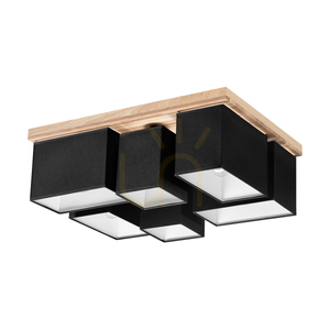 Deckenleuchte „Paloma“, 6xE27, Max. 25 W, geölte Eiche/Schwarz, 55 cm Lampenschirm small 0