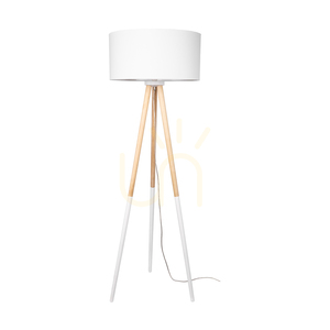 Panda-Stehlampe, 1xE27, Max. 60 W, Birkenholz-Weiß/transparentes PVC-Kabel/weißer Lampenschirm, Ø 50 cm small 0