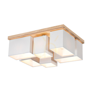 Deckenleuchte „Paloma“, 6xE27, Max. 25 W, geölte Eiche/Grau, 55 cm Lampenschirm small 1