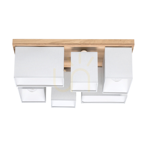 Deckenleuchte „Paloma“, 6xE27, Max. 25 W, geölte Eiche/Grau, 55 cm Lampenschirm small 2