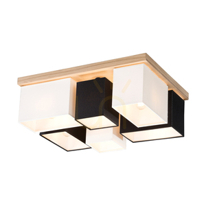 Deckenleuchte „Paloma“, 6xE27, Max. 25 W, geölte Eiche / Weiß-Schwarz, 55 cm Lampenschirm small 1