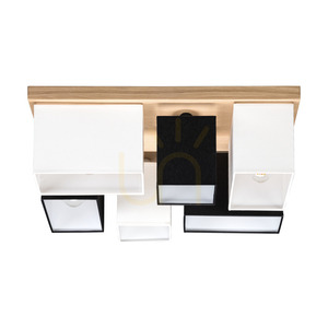 Deckenleuchte „Paloma“, 6xE27, Max. 25 W, geölte Eiche / Weiß-Schwarz, 55 cm Lampenschirm small 2