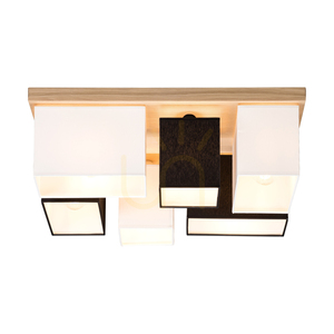 Deckenleuchte „Paloma“, 6xE27, Max. 25 W, geölte Eiche / Weiß-Schwarz, 55 cm Lampenschirm small 3