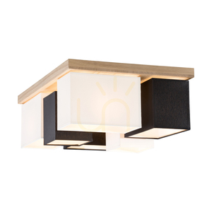 Deckenleuchte „Paloma“, 6xE27, Max. 25 W, geölte Eiche / Weiß-Schwarz, 55 cm Lampenschirm small 4