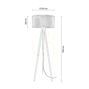 Panda-Stehlampe, 1xE27, Max. 60 W, Birke-Schwarz/Schwarz, PVC-Kabel, beiger Lampenschirm aus Leinen mit schwarzer Einfassung, Ø 50 cm small 2
