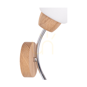 Wandleuchte „Parma Wood“ 1xE27 Max. 60 W, geölte Eiche/Chrommetall/weißer Glasschirm, 16 cm small 2