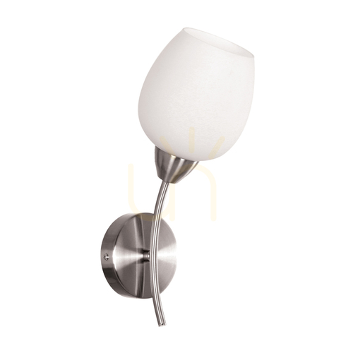 Prüfen Wandleuchte „Parma“ 1xE27 Max. 60 W, Satin-Metall/weißer Glasschirm, 16 cm