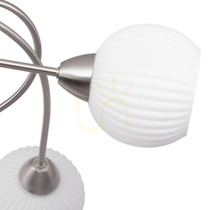 Deckenleuchte Pavia, 5xE27, Max. 60 W, satiniertes Metall/weißer Glasschirm, Ø 65 cm small 2