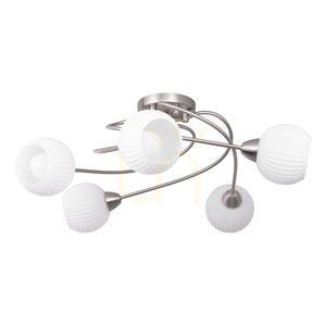 Deckenleuchte Pavia, 5xE27, Max. 60 W, satiniertes Metall/weißer Glasschirm, Ø 65 cm small 0