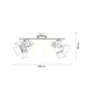 Foto-Deckenleuchte, inklusive 2xGU10-LEDs, max.. 5 W, verchromtes Metall, 40 cm small 4