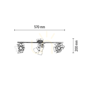 Foto-Deckenleuchte, inklusive 3 GU10-LEDs, max.. 5 W, verchromtes Metall, 57 cm small 4