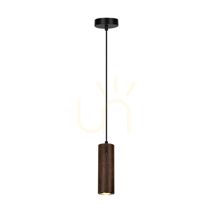 Rohr-Pendelleuchte, inklusive 1x GU10-LED (max.. 5 W), Buchen- und Nussbaumholz / schwarzes Metall / schwarzes PVC-Kabel, Ø 10 cm small 1