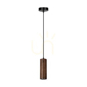 Rohr-Pendelleuchte, inklusive 1x GU10-LED (max.. 5 W), Buchen- und Nussbaumholz / schwarzes Metall / schwarzes PVC-Kabel, Ø 10 cm small 0