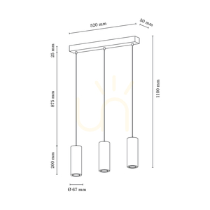 Rohr-Pendelleuchte, inklusive 3 GU10-LEDs (max.. 5 W), Buche und Nussbaum / schwarzes Metall / schwarzes PVC-Kabel (46 cm) small 5