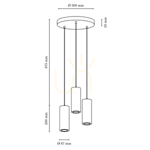 Rohr-Pendelleuchte, inklusive 3 GU10-LEDs (max.. 5 W), Buchen- und Nussbaumholz / schwarzes Metall / schwarzes PVC-Kabel, Ø 30 cm small 2