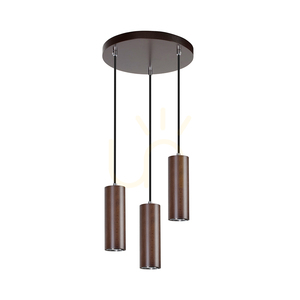 Rohr-Pendelleuchte, inklusive 3 GU10-LEDs (max.. 5 W), Buchen- und Nussbaumholz / schwarzes Metall / schwarzes PVC-Kabel, Ø 30 cm small 0