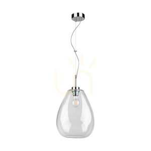 Piro Pendelleuchte, 1xE27, Max. 60 W, Metall in Chromoptik / Kabel aus transparentem PVC / Lampenschirm aus transparentem Glas, Ø 25 cm small 0