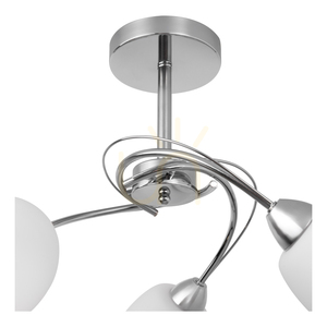 Deckenleuchte „Pisa“, 3xE27, Max. 60 W, Metall in Chromoptik/weißer Glasschirm, Ø 58 cm small 2