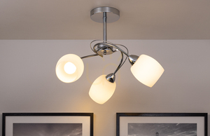 Deckenleuchte „Pisa“, 3xE27, Max. 60 W, Metall in Chromoptik/weißer Glasschirm, Ø 58 cm small 3