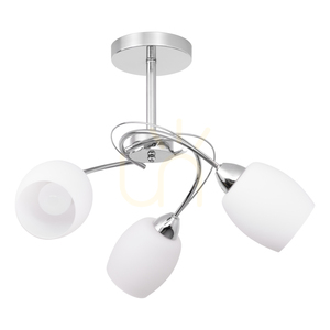 Deckenleuchte „Pisa“, 3xE27, Max. 60 W, Metall in Chromoptik/weißer Glasschirm, Ø 58 cm small 0