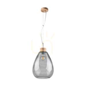 Piro Pendelleuchte, 1xE27, Max. 60 W, geölte Eiche / transparentes PVC-Kabel / Lampenschirm aus Rauchglas, Ø 25 cm small 0