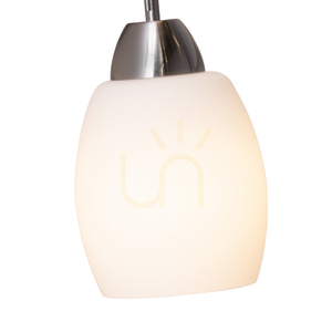 Wandleuchte „Pisa“ 1xE27 Max. 60 W, Satin-Metall/weißer Glasschirm, 21,5 cm small 1