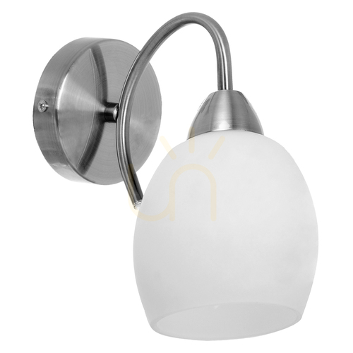 Prüfen Wandleuchte „Pisa“ 1xE27 Max. 60 W, Satin-Metall/weißer Glasschirm, 21,5 cm