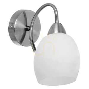 Wandleuchte „Pisa“ 1xE27 Max. 60 W, Satin-Metall/weißer Glasschirm, 21,5 cm small 0