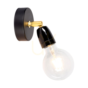 Porcia Wandleuchte 1xE27 Max. 25 W, schwarz-goldfarbenes Metall/schwarze Keramik, 13 cm small 1