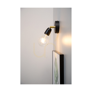 Porcia Wandleuchte 1xE27 Max. 25 W, schwarz-goldfarbenes Metall/schwarze Keramik, 13 cm small 2