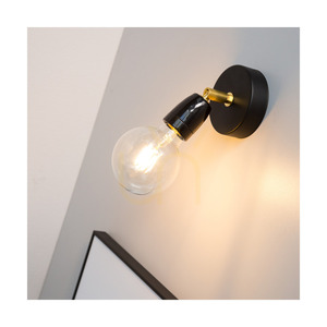 Porcia Wandleuchte 1xE27 Max. 25 W, schwarz-goldfarbenes Metall/schwarze Keramik, 13 cm small 3