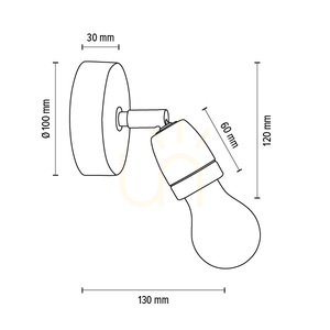 Porcia Wandleuchte 1xE27 Max. 25 W, schwarz-goldfarbenes Metall/schwarze Keramik, 13 cm small 4
