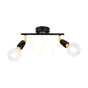 Porcia Deckenleuchte, 2xE27, Max. 25 W, schwarz-goldenes Metall/schwarze Keramik, 30 cm small 1