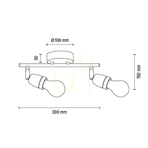 Porcia Deckenleuchte, 2xE27, Max. 25 W, schwarz-goldenes Metall/schwarze Keramik, 30 cm small 3