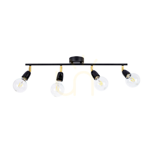 Prüfen Porcia Deckenleuchte, 4xE27, Max. 25 W, schwarz-goldenes Metall/schwarze Keramik, 68 cm