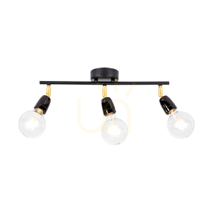 Porcia Deckenleuchte, 3xE27, Max. 25 W, schwarz-goldenes Metall/schwarze Keramik, 45 cm small 1