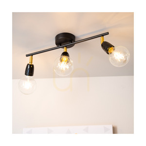 Porcia Deckenleuchte, 3xE27, Max. 25 W, schwarz-goldenes Metall/schwarze Keramik, 45 cm small 4