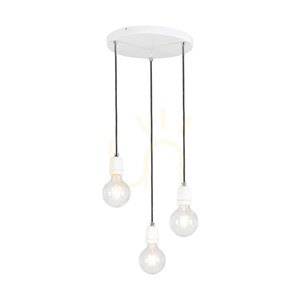Porcia Pendelleuchte, 3xE27, Max. 60 W, Weißmetall/anthrazitfarbenes Geflechtkabel/weiße Keramik, Ø 30 cm small 1