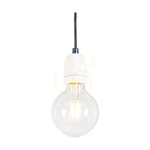 Porcia Pendelleuchte, 3xE27, Max. 60 W, Weißmetall/anthrazitfarbenes Geflechtkabel/weiße Keramik, Ø 30 cm small 2