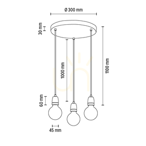 Porcia Pendelleuchte, 3xE27, Max. 60 W, Weißmetall/anthrazitfarbenes Geflechtkabel/weiße Keramik, Ø 30 cm small 4
