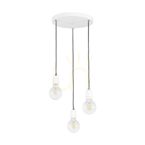 Porcia Pendelleuchte, 3xE27, Max. 60 W, Weißmetall/anthrazitfarbenes Geflechtkabel/weiße Keramik, Ø 30 cm small 0